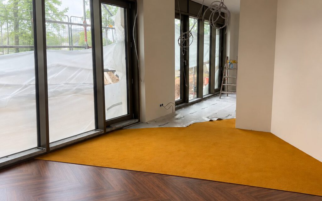 Innenausbau mit verlegtem Boden und gestrichenen Wänden